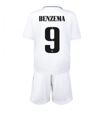 Real Madrid Karim Benzema #9 Hjemmedraktsett Barn 2022-23 Kortermet (+ Korte bukser)